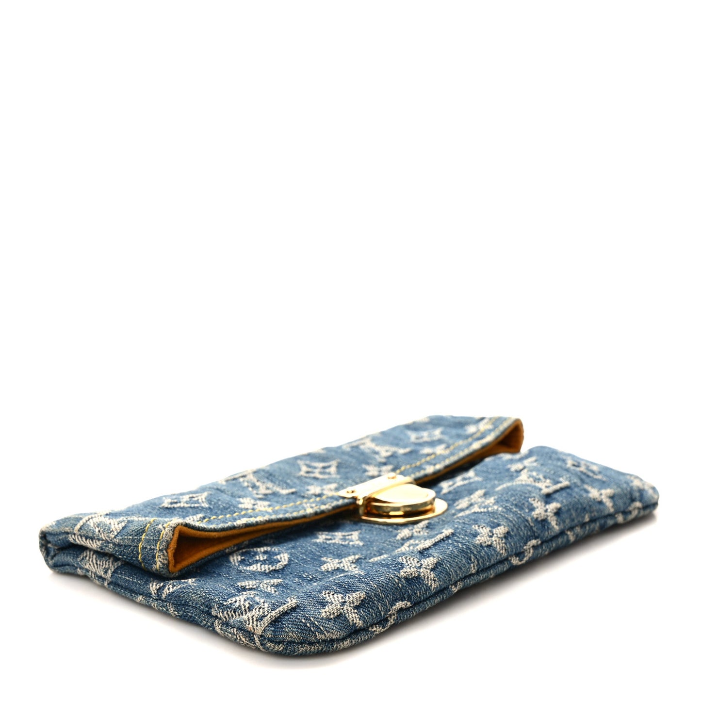 LOUIS VUITTON Monogram Denim Pochette Plat Clutch Blue