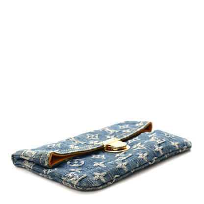 Louis Vuitton LOUIS VUITTON Monogram Denim Pochette Plat Clutch Blue 3 of 7