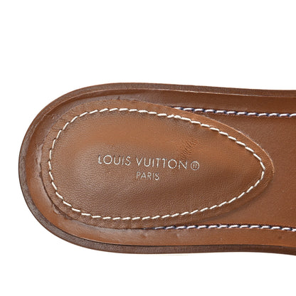 Louis Vuitton Calfskin Lock It Flat Mule 37 Cognac 7 of 9