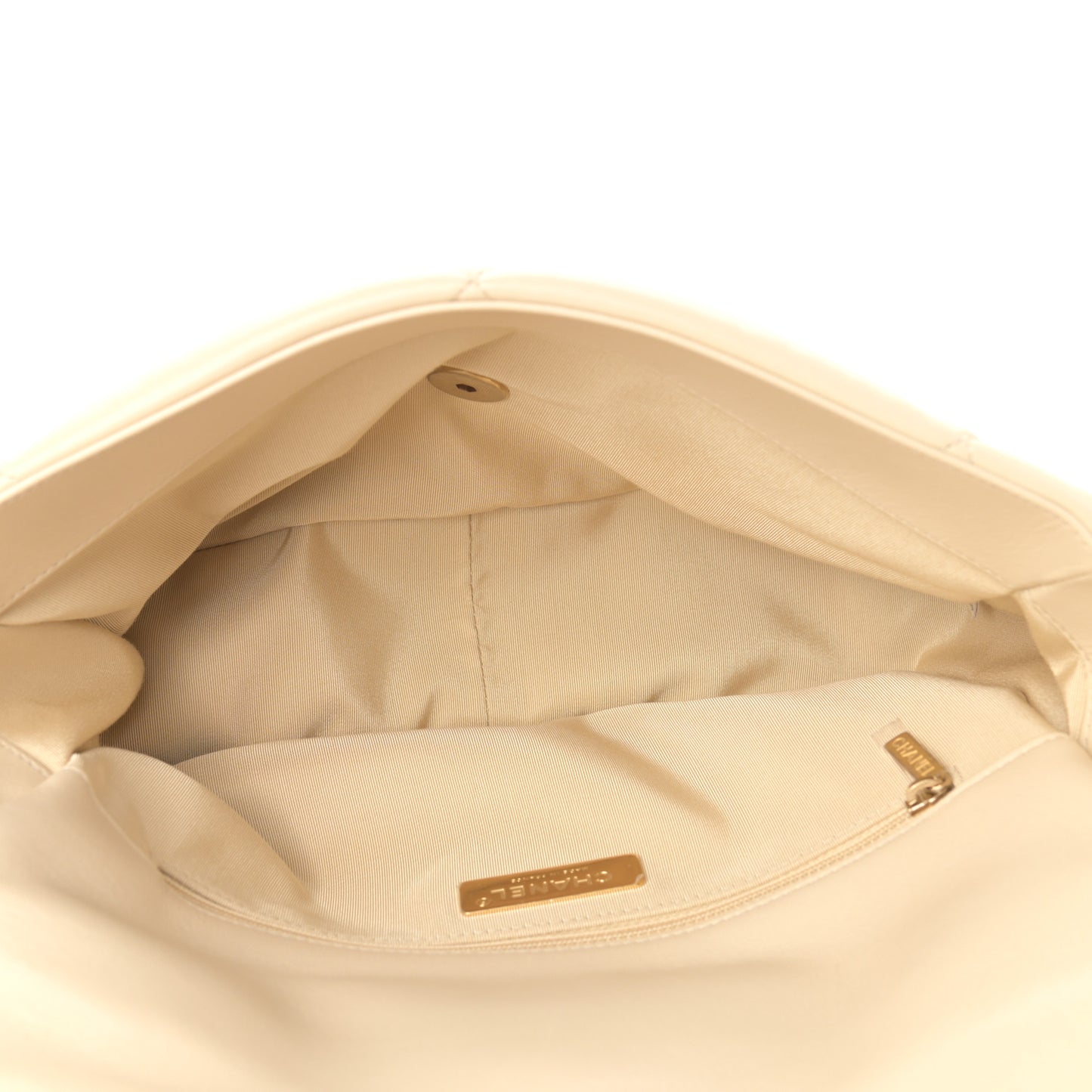 Lambskin Quilted Large Chanel 19 Flap Beige