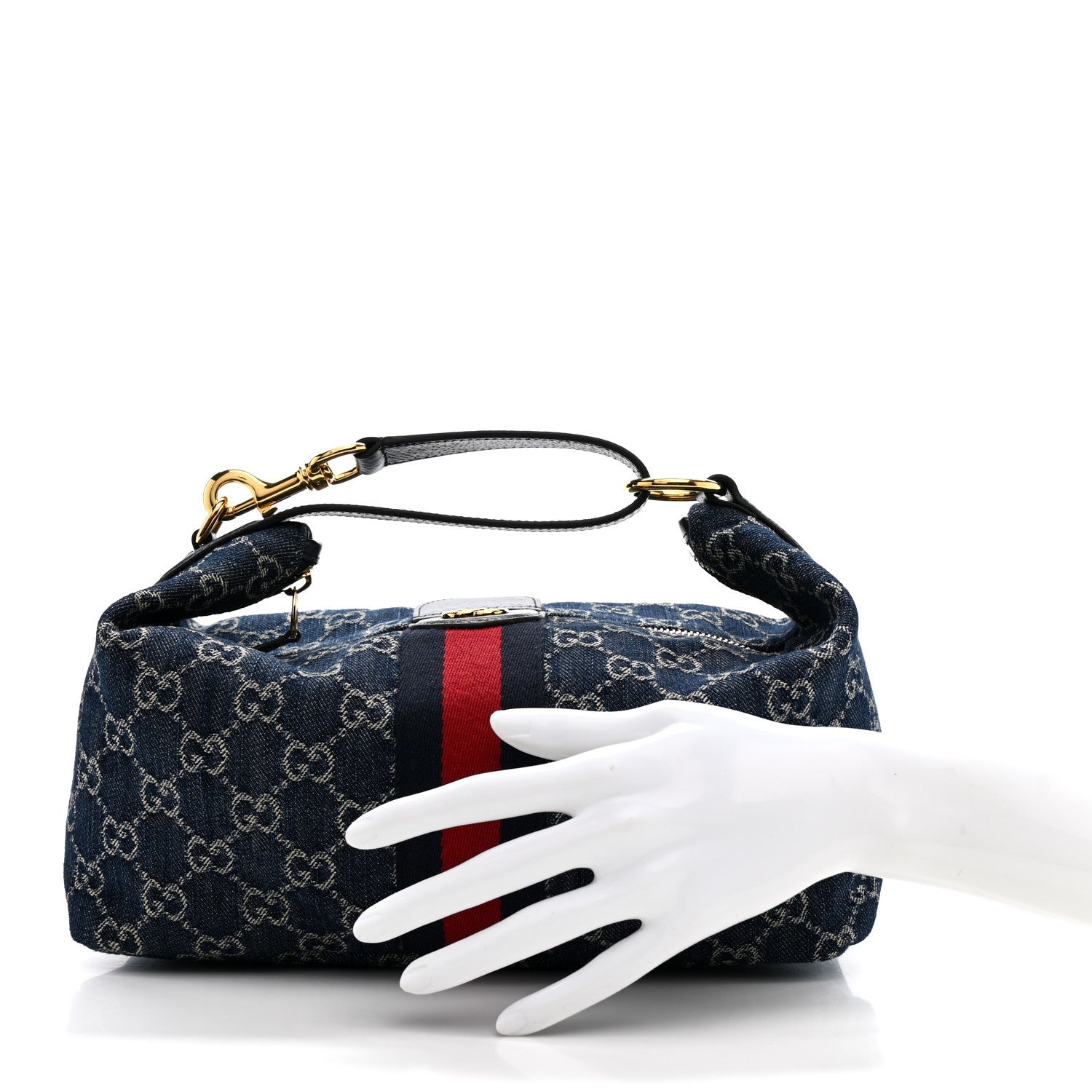 Gucci Denim GG Monogram Web Medium Vanity Blue 2 of 11