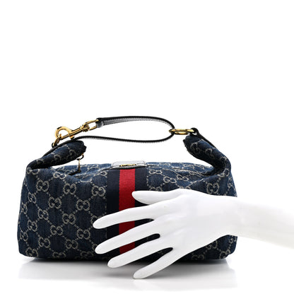 Gucci Denim GG Monogram Web Medium Vanity Blue 2 of 11