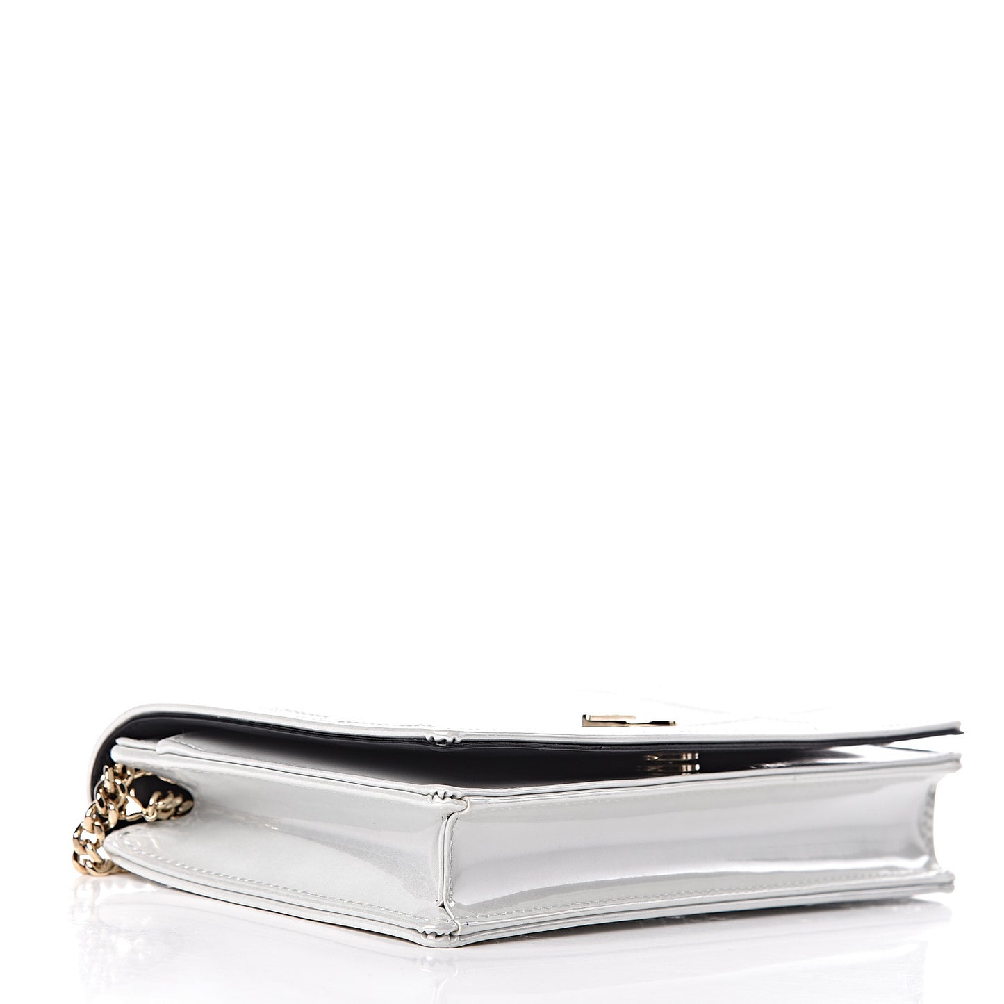 Patent Micro-Cannage Diorama Wallet on Chain Pouch White