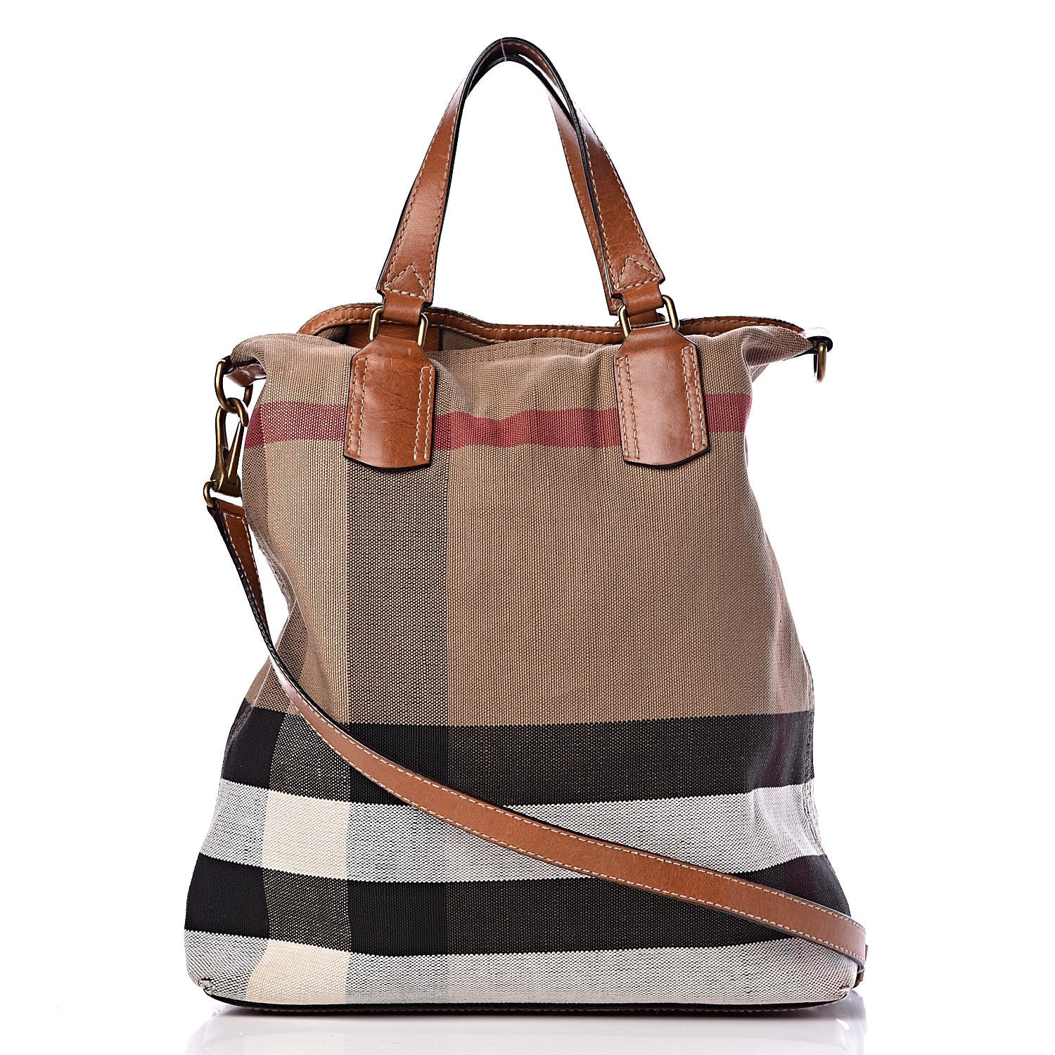 Burberry Canvas Mega Check Medium Ashby Hobo Saddle Brown 3 of 21