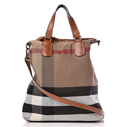 Burberry Canvas Mega Check Medium Ashby Hobo Saddle Brown 3 of 21