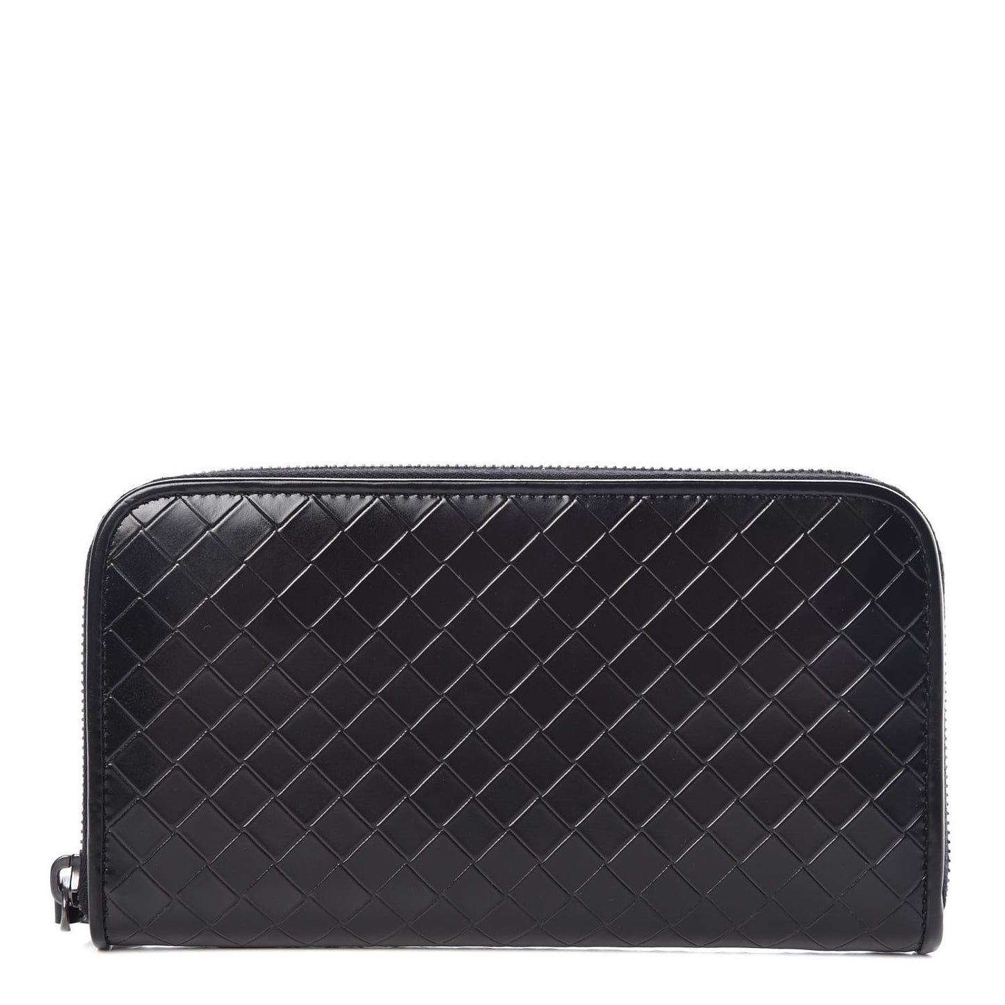 Intreccio Scolpito Spazzolato Zip Around Wallet Black