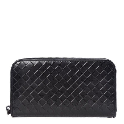 Bottega Veneta Intreccio Scolpito Spazzolato Zip Around Wallet Black 1 of 7