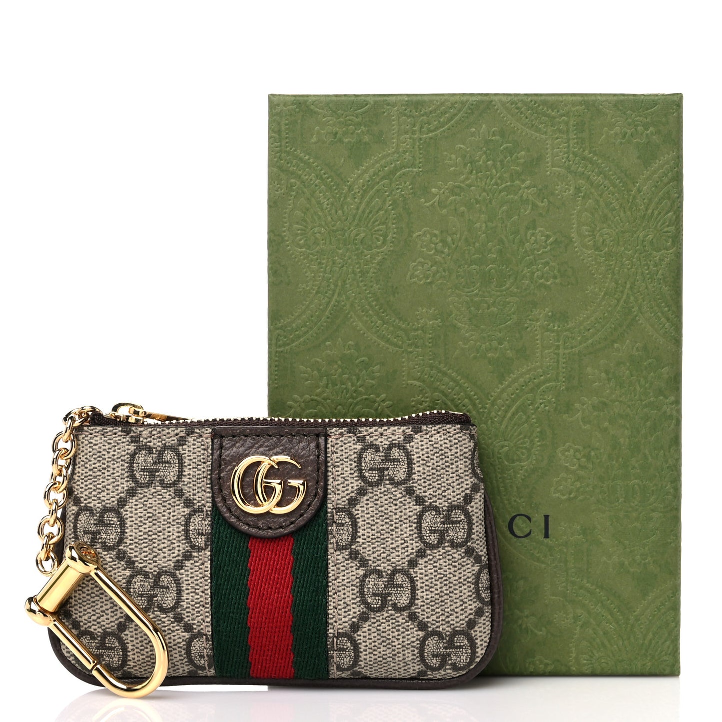 GG Supreme Monogram Web Ophidia Key Case Beige New Acero