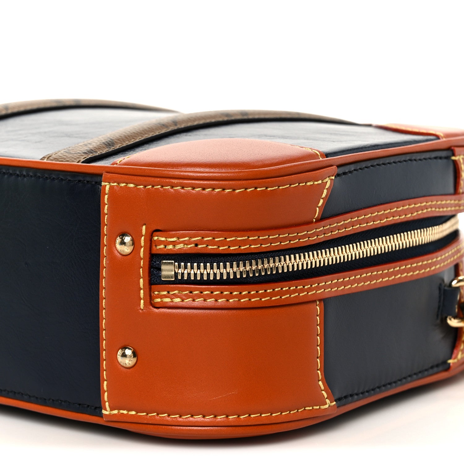 Louis Vuitton Calfskin Reverse Monogram Valisette PM Navy Caramel 10 of 11