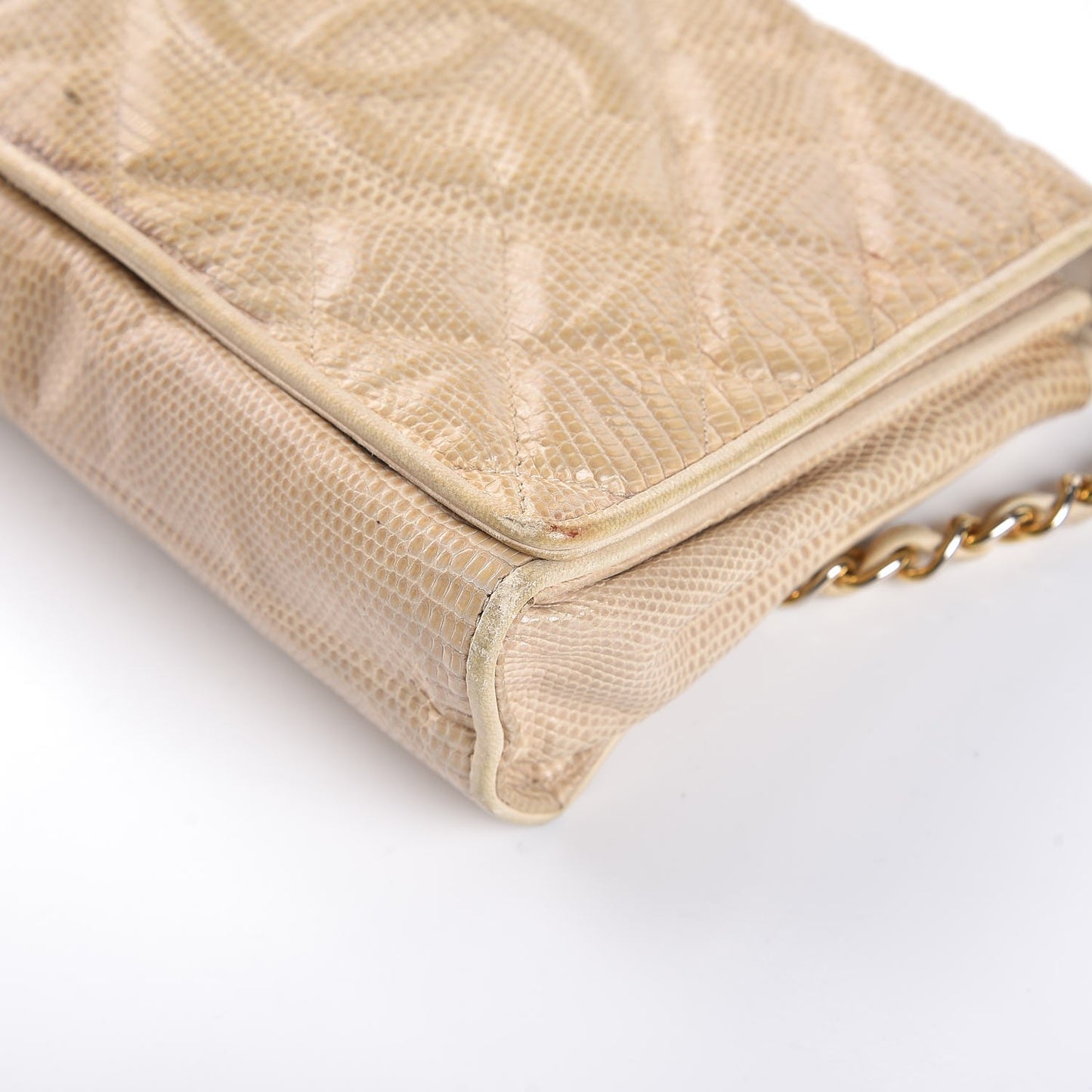 Lizard Tassel Flap Bag Light Brown