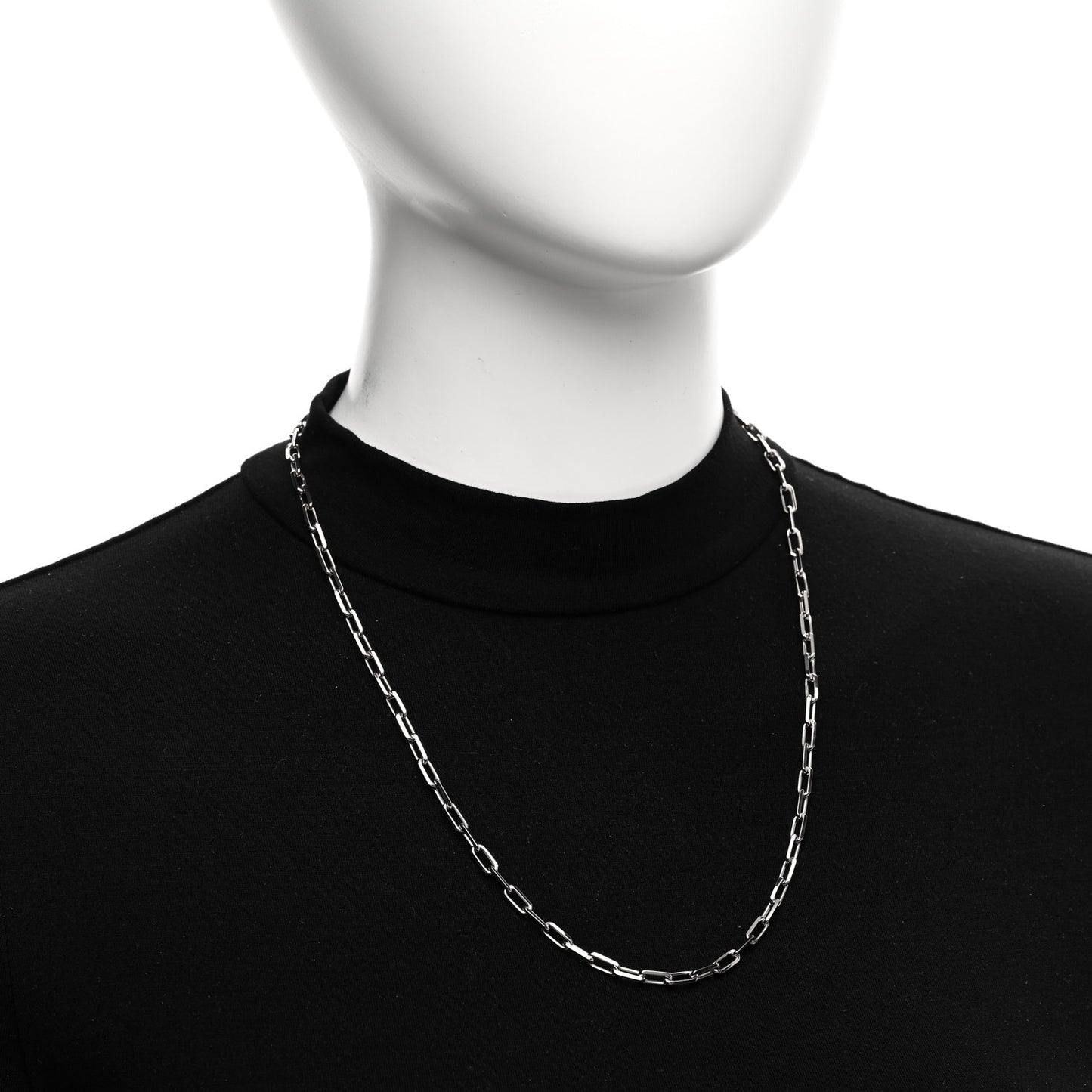 18K White Gold SM Santos De Cartier Link Necklace