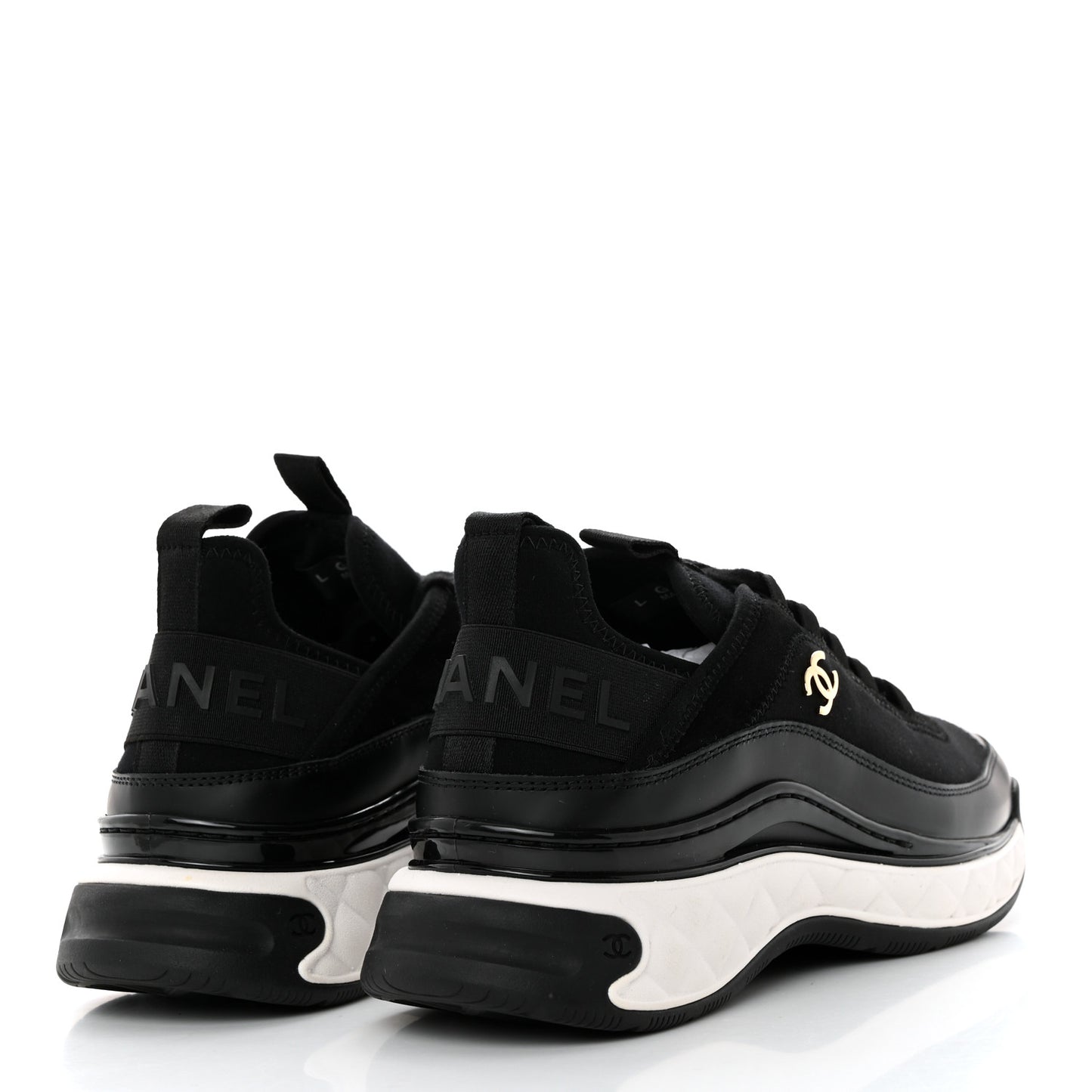 Velvet Calfskin Mixed Fibers CC Sneakers 38 Black