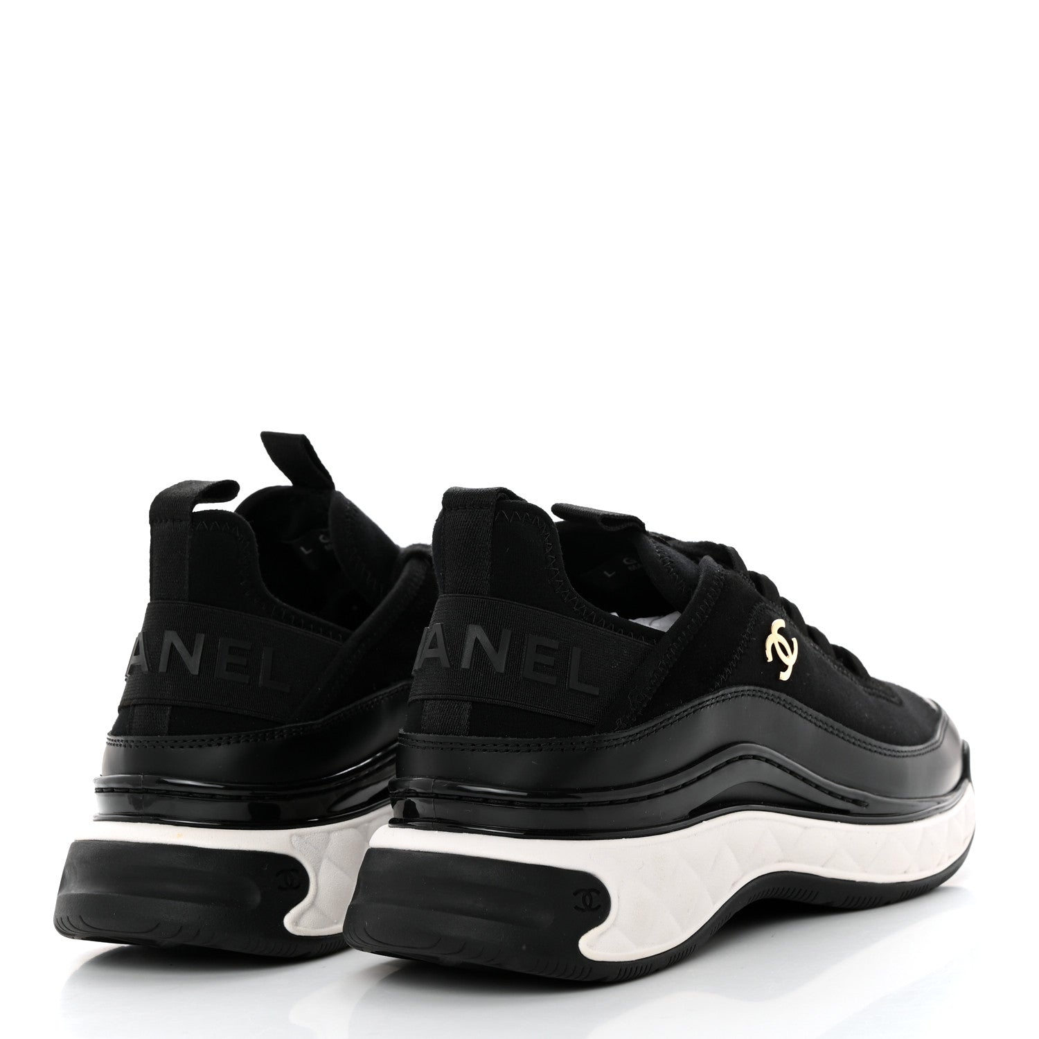 Chanel Velvet Calfskin Mixed Fibers CC Sneakers 38 Black 4 of 9