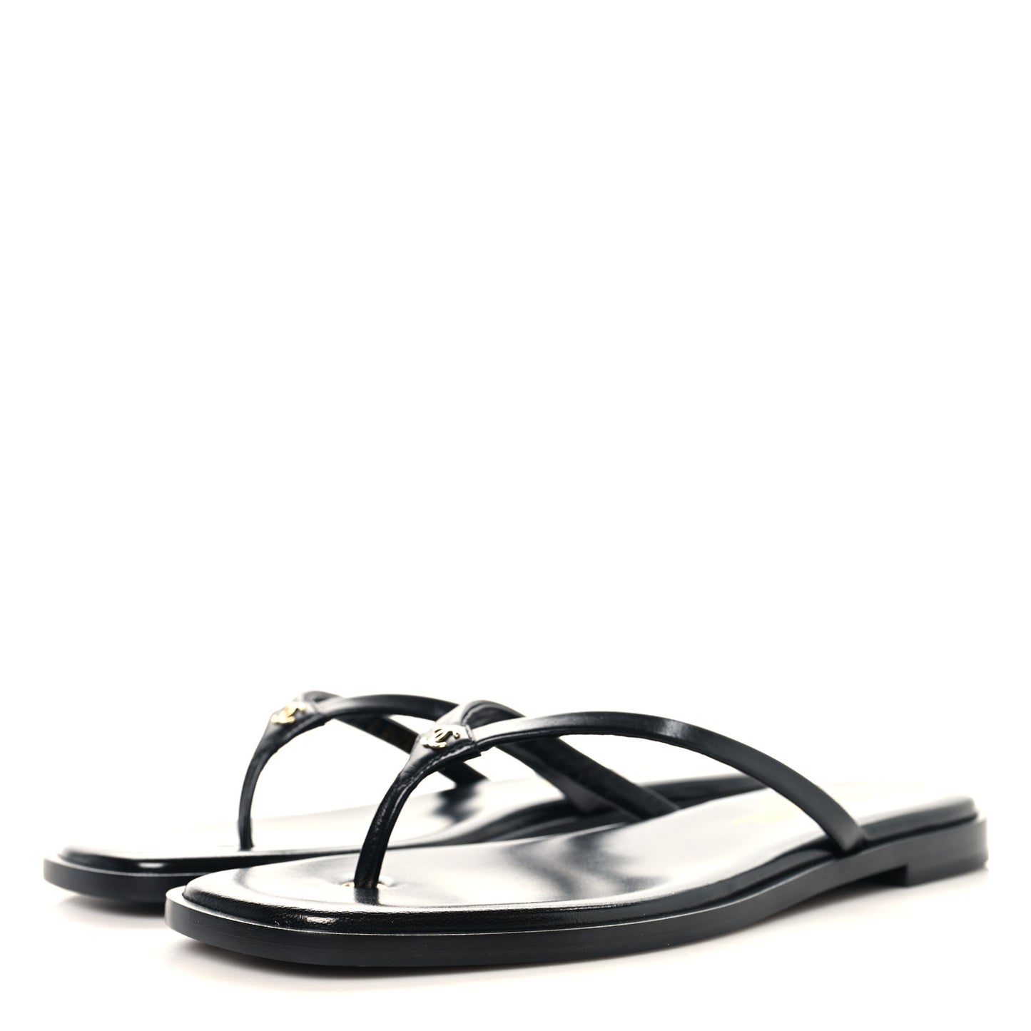 Goatskin CC Times Square Thong Sandals 39 Black