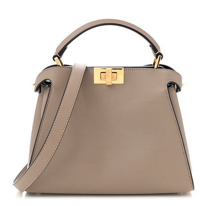 Fendi Vitello Tahiti Burro Medium Peekaboo Iconic Essentially Satchel Tortora Black 1 of 11