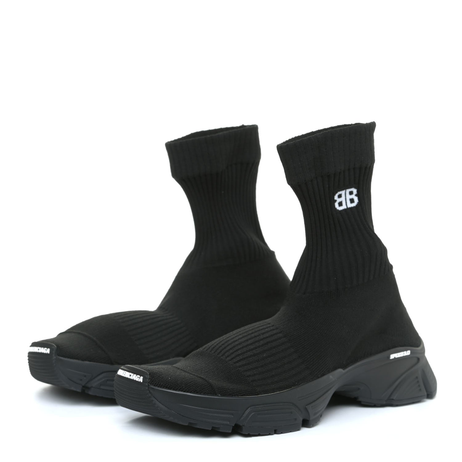 Balenciaga Technical Ribbed 3D Recycled Knit Womens Speed 3.0 Sneakers 41 Monocolor Black 2 of 10
