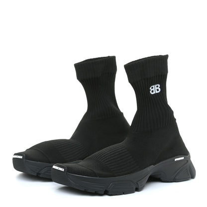 Balenciaga Technical Ribbed 3D Recycled Knit Womens Speed 3.0 Sneakers 41 Monocolor Black 2 of 10