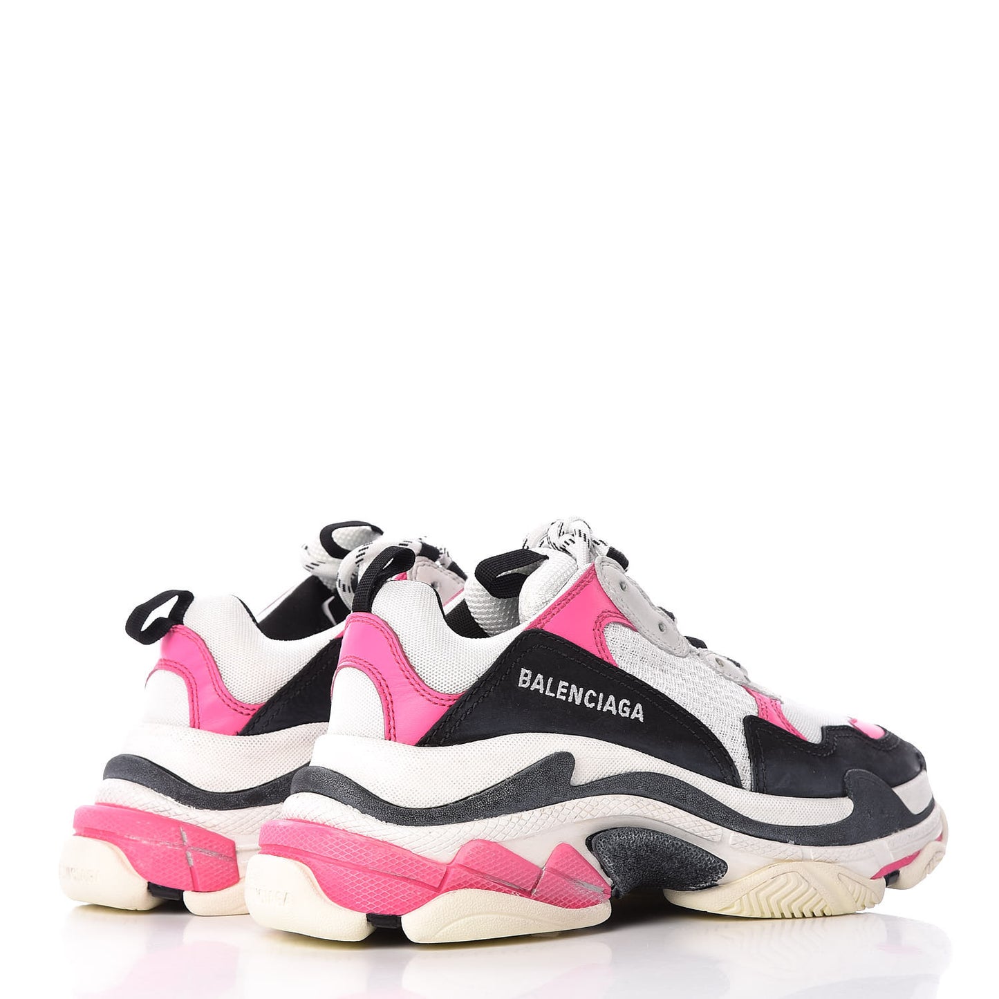 Fabric Mesh Womens Triple S Sneakers 38 Rose Fluo Black White