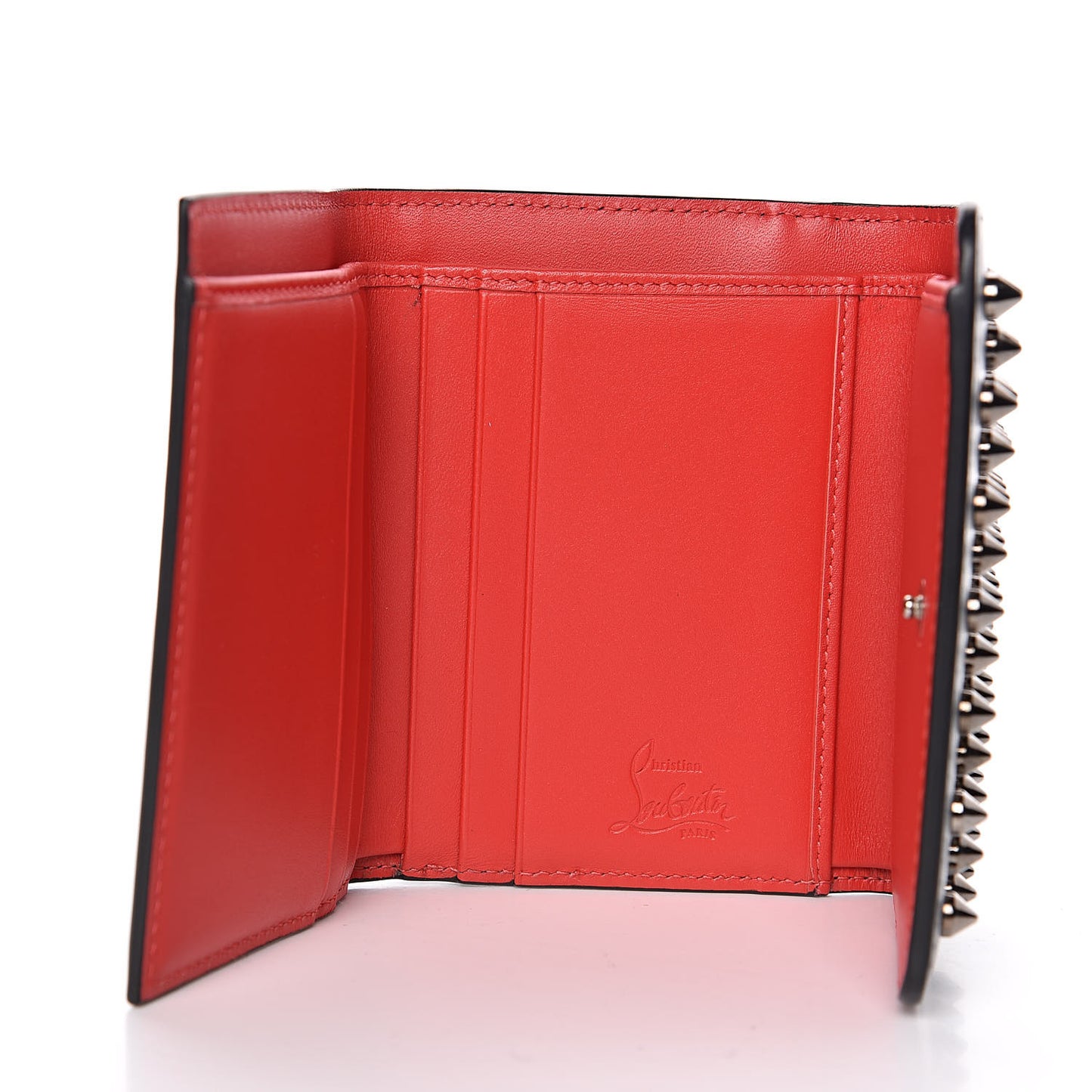 Calfskin Spiked Macaron Mini Spiked Wallet Black