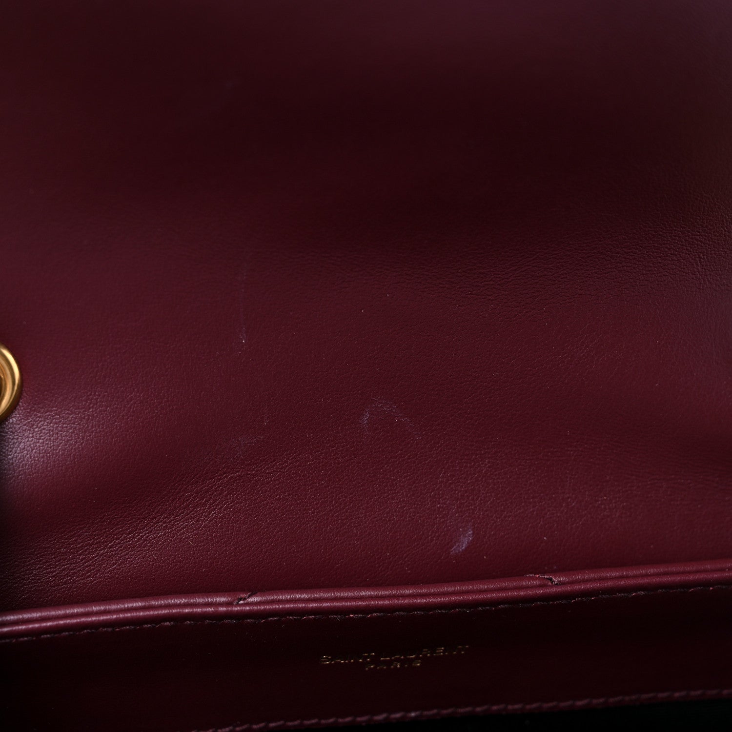 Saint Laurent Calfskin Y Quilted Monogram Small Loulou Chain Satchel Dark Legion Red 10 of 11
