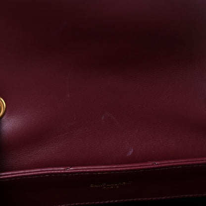 Saint Laurent Calfskin Y Quilted Monogram Small Loulou Chain Satchel Dark Legion Red 10 of 11