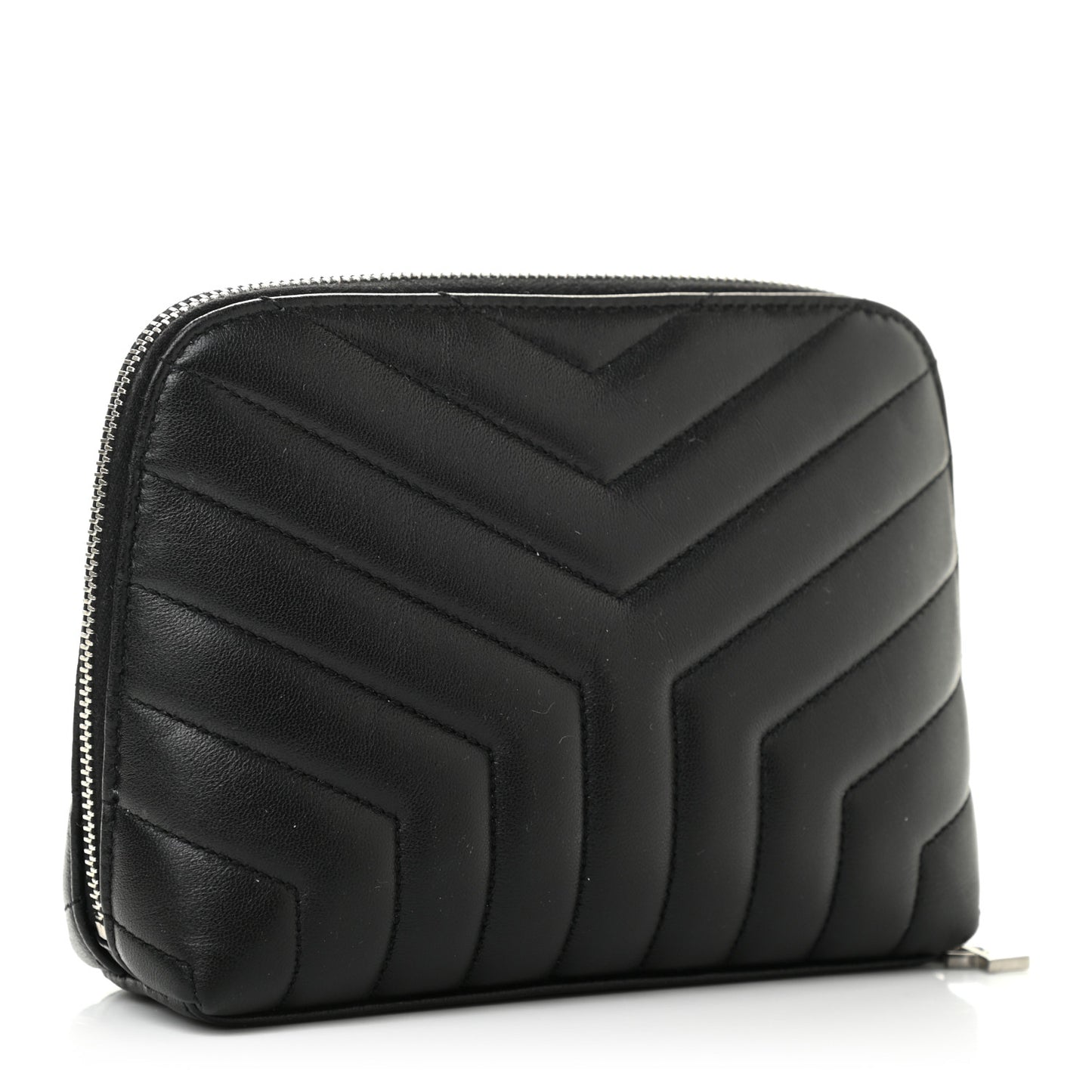 Lambskin Y Quilted Monogram Loulou Cosmetic Case Black