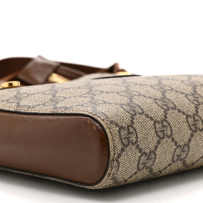 Gucci GG Supreme Monogram Azalea Calfskin Retro Interlocking G Flat Messenger Bag Beige Ebony Brown Sugar 10 of 11