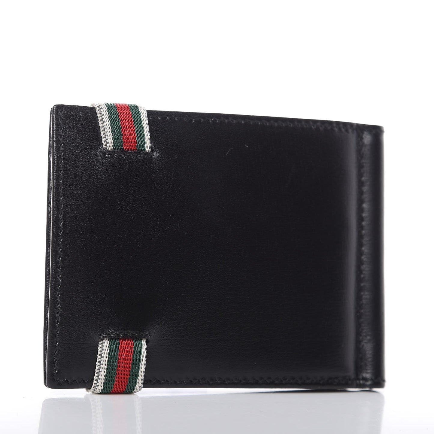 Calfskin Web Bi-Fold Wallet Black