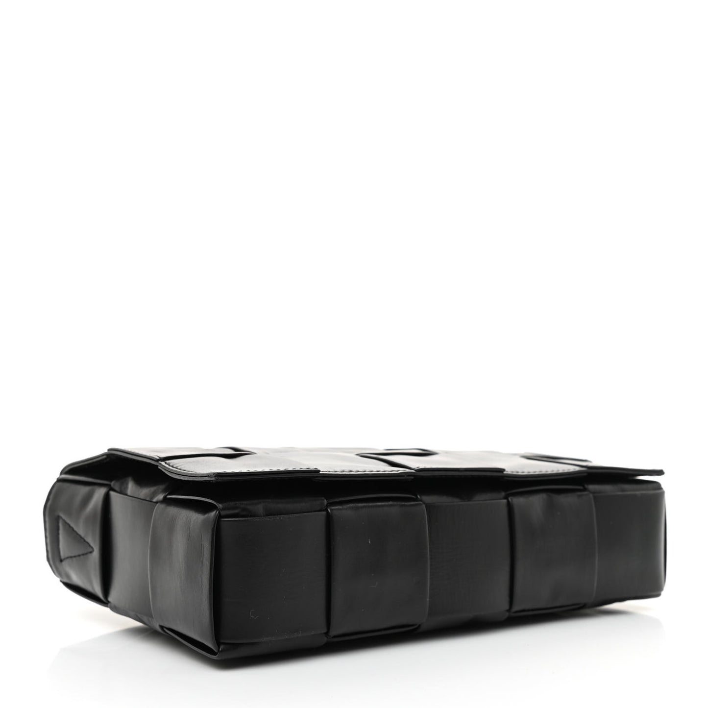Paper Calfskin Maxi Intreccio Cassette Crossbody Bag Black