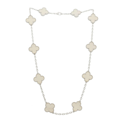 Van Cleef & Arpels 18K White Gold Mother of Pearl 10 Motifs Vintage Alhambra Necklace 3 of 6