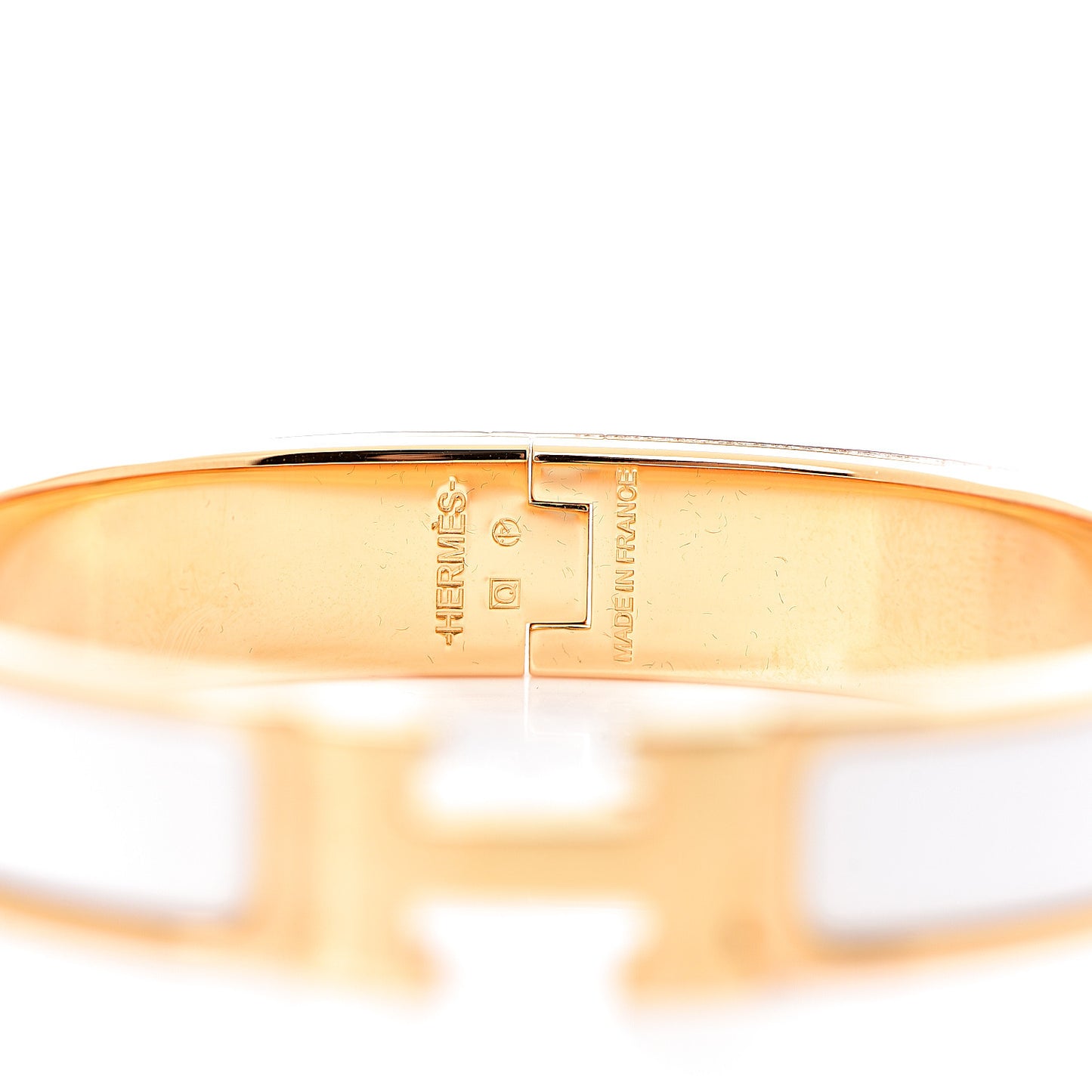 Enamel Narrow Clic Clac H Bracelet GM White
