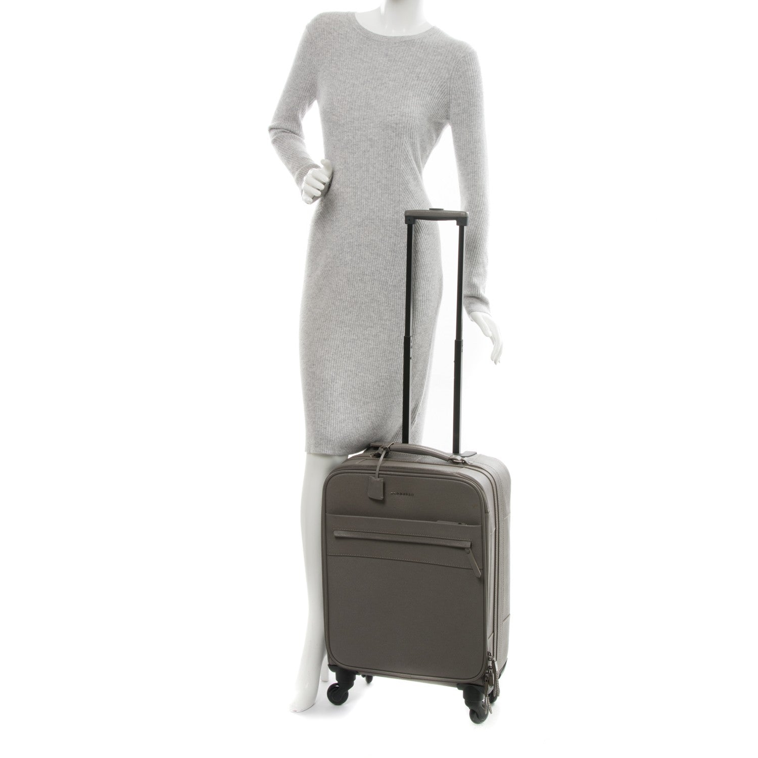 Burberry Grainy Calfskin Carry-On Suitcase Grey 2 of 12