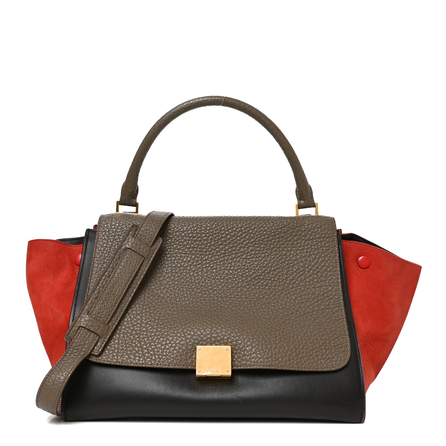 Celine Bullhide Calfskin Nubuck Medium Tri-Color Trapeze Taupe 1 of 9