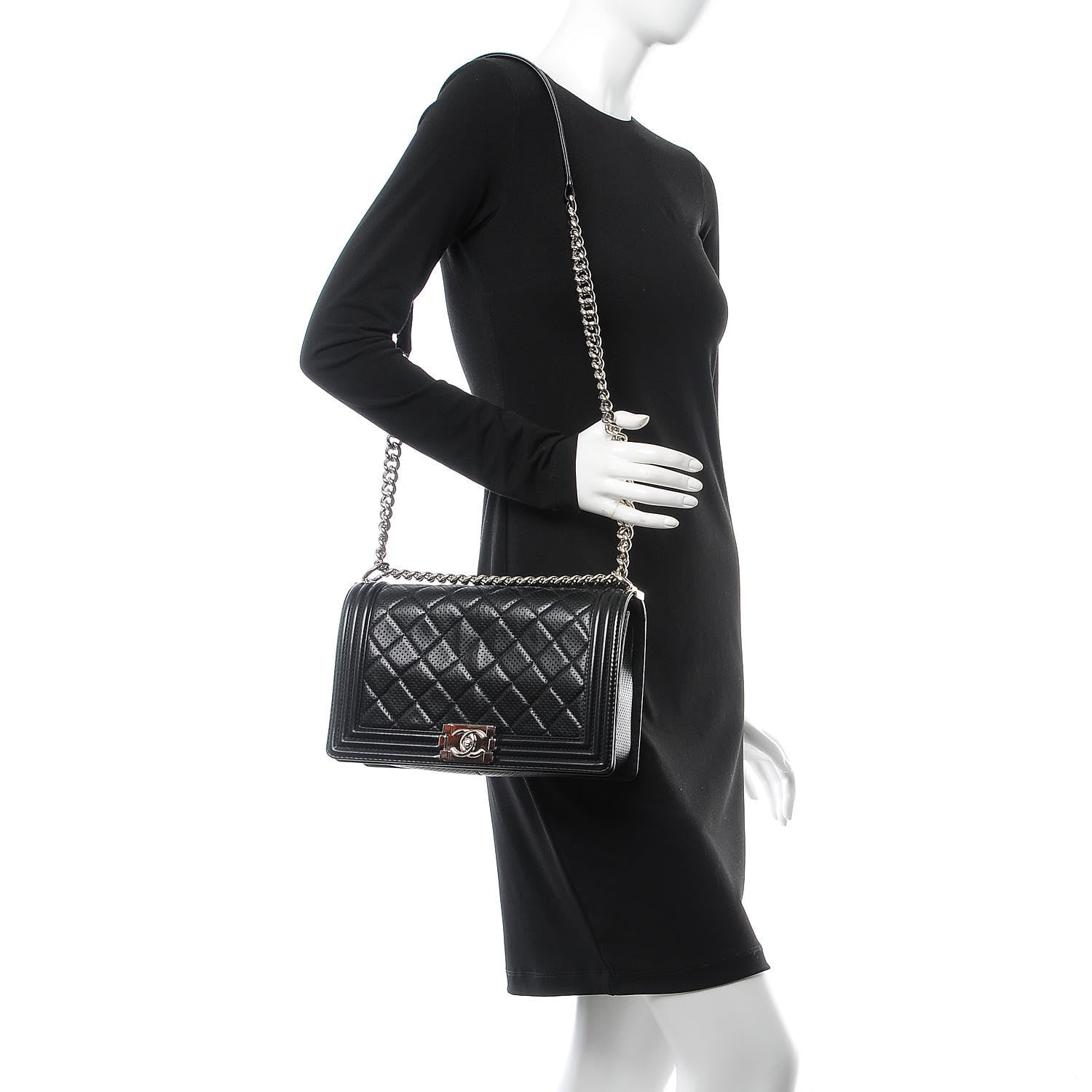 Chanel Perforated Lambskin Quilted New Medium Boy Flap Black 2 of 8