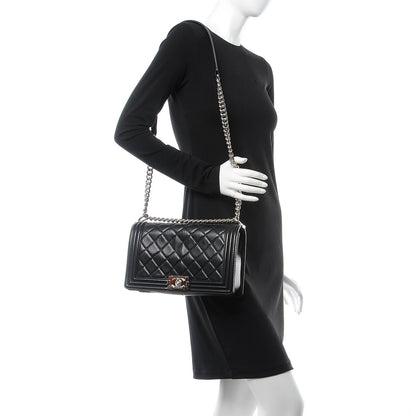 Chanel Perforated Lambskin Quilted New Medium Boy Flap Black 2 of 8