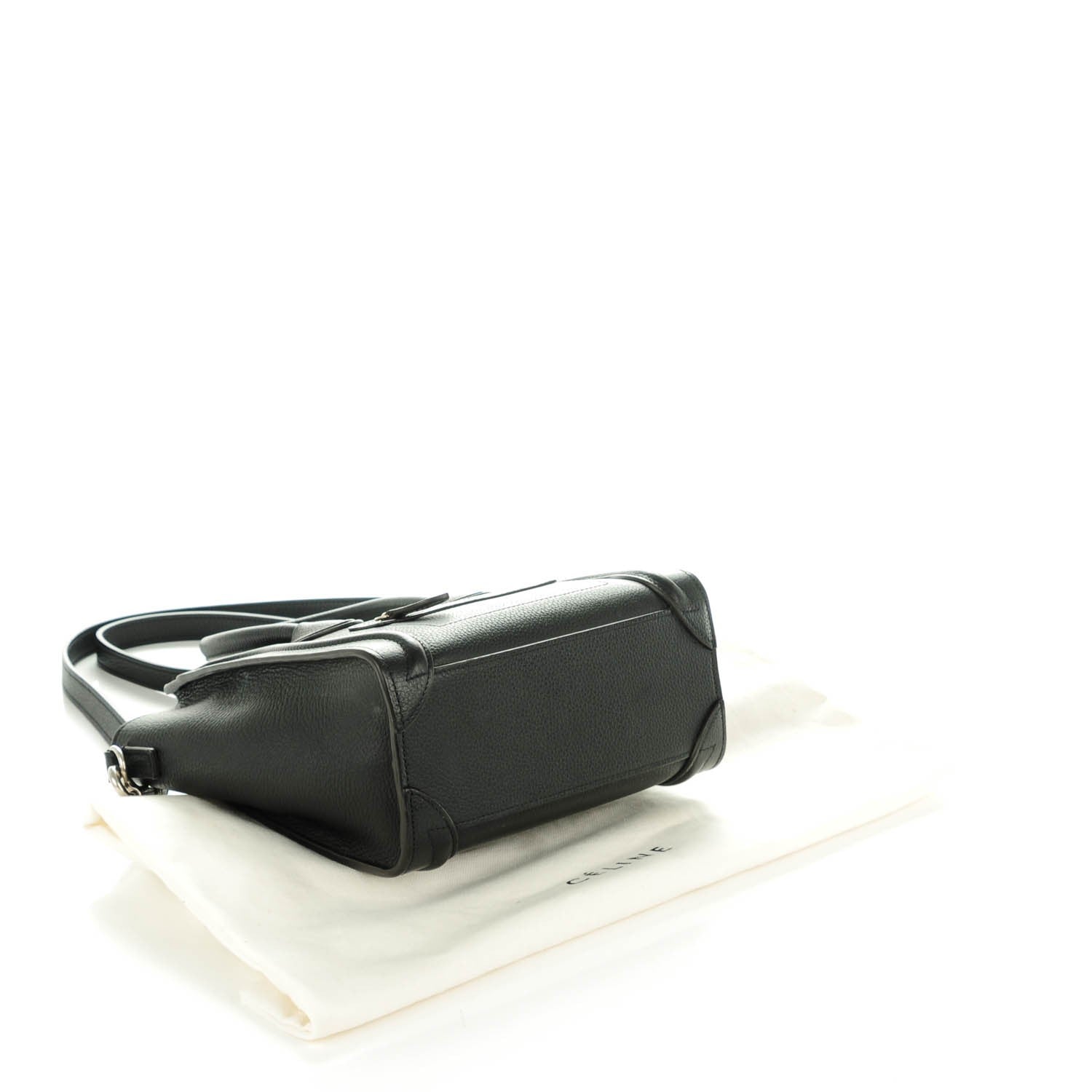 Celine Drummed Calfskin Nano Luggage Black 4 of 7