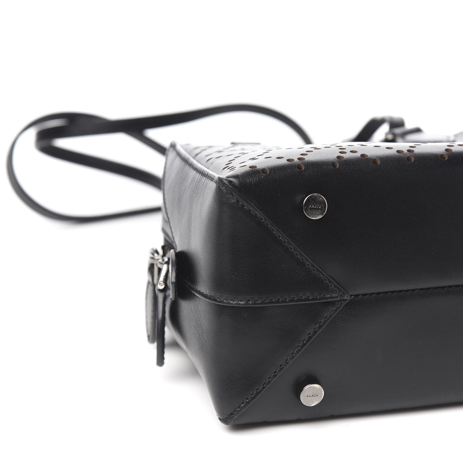 Alaia Calfskin Lux Laser Cut Arabesque Dome Bag Black 6 of 8