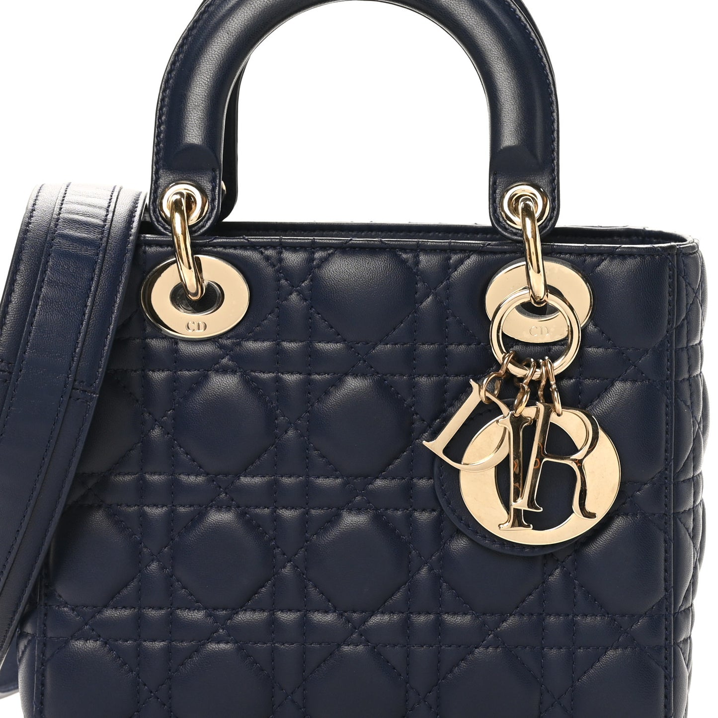 Lambskin Cannage Small Lucky Badges My Lady Dior Navy