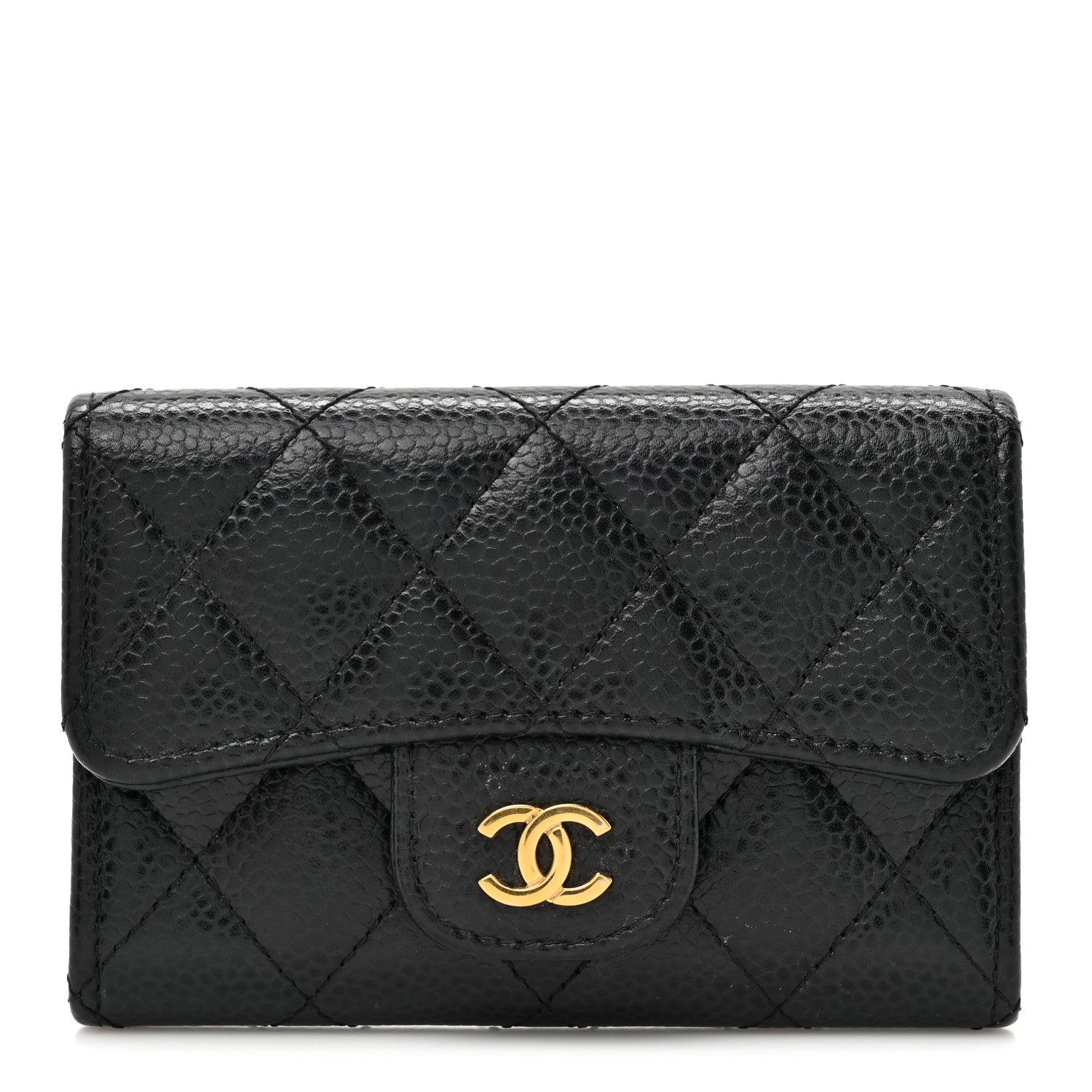 Chanel Caviar Quilted Flap Card Holder Wallet Black 1 of 7