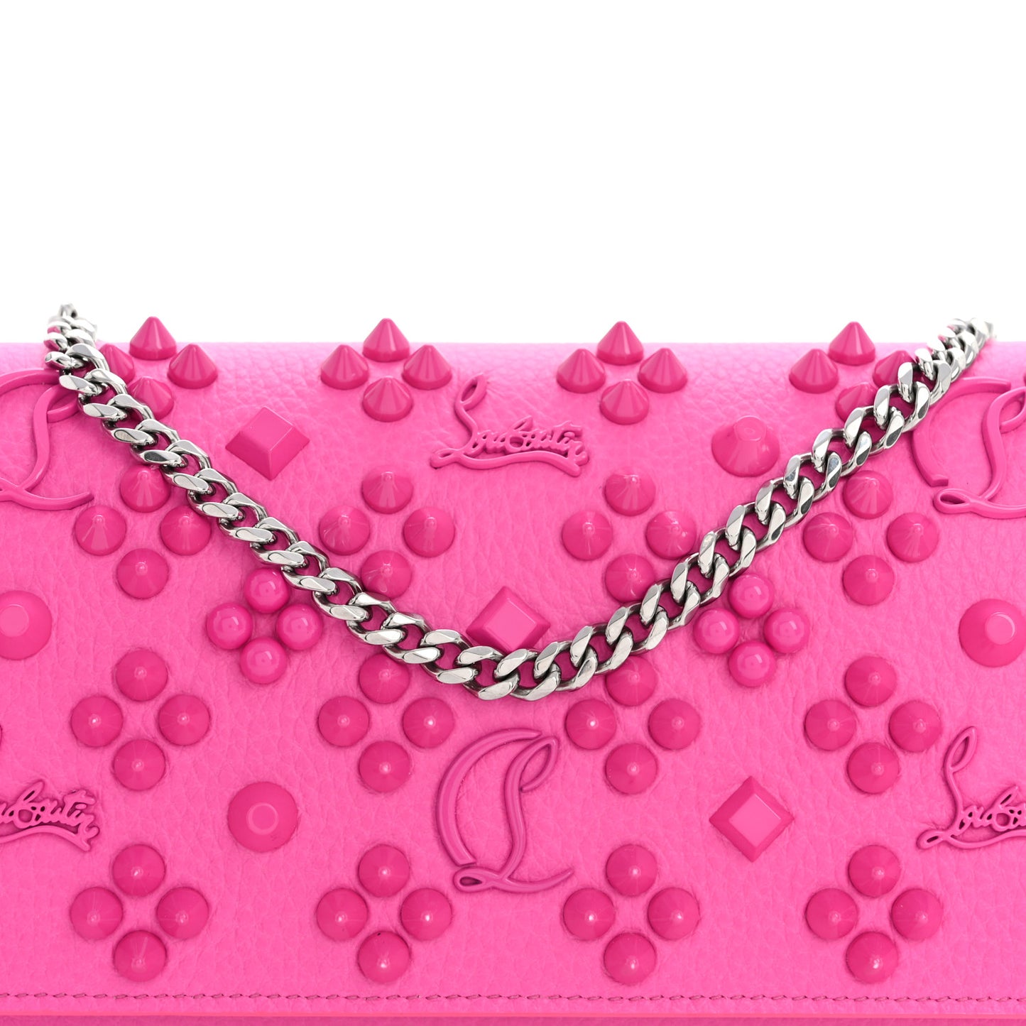 Calfskin Spikes Loubinthesky Paloma Clutch Bolerose