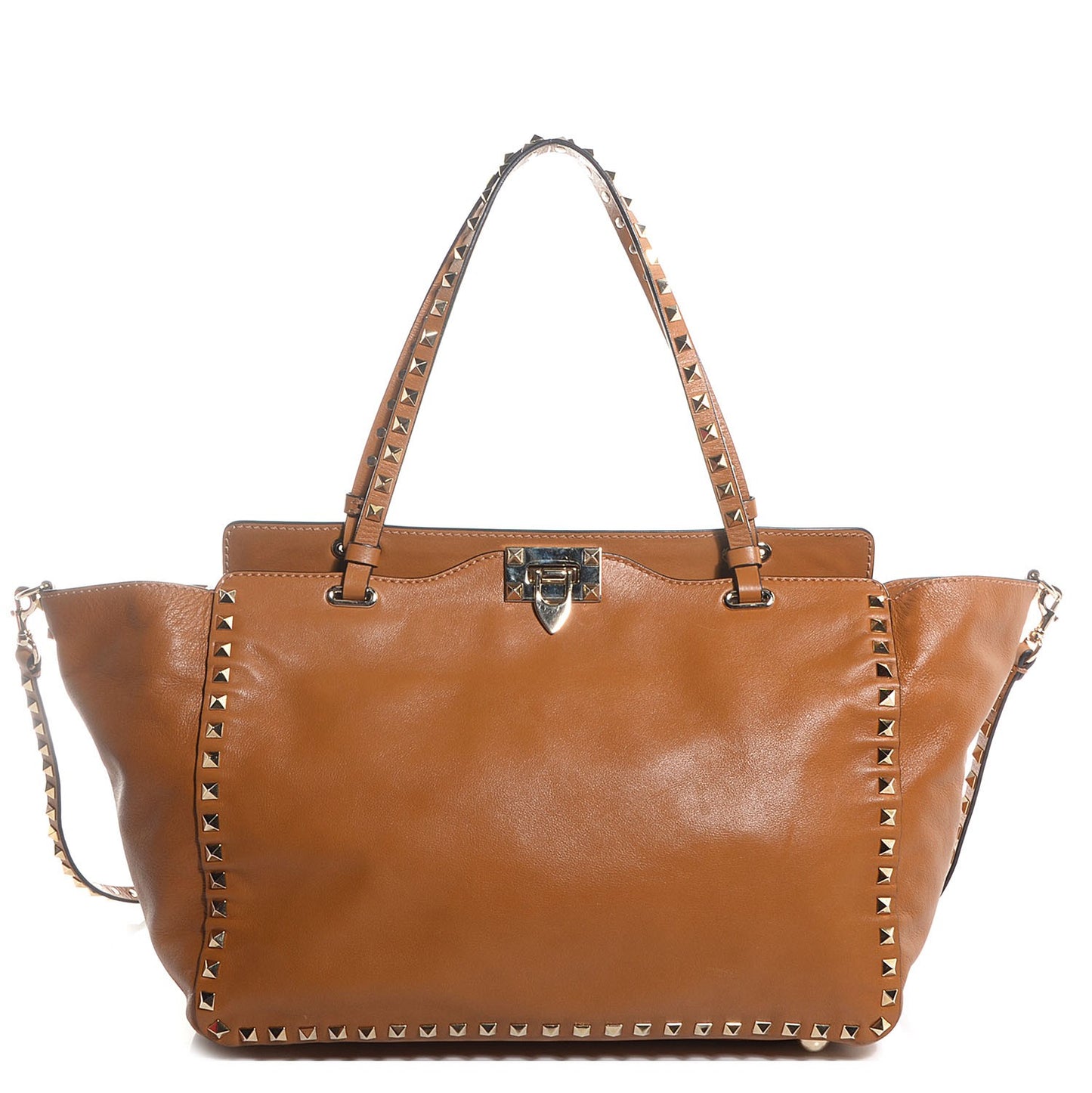Vitello Medium Rockstud Tote Beige