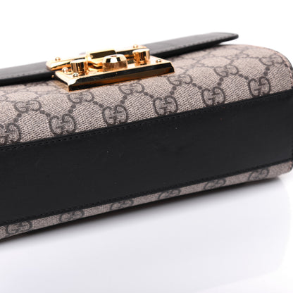 Gucci GG Supreme Monogram Calfskin Small Padlock Shoulder Bag Beige Black Cuir 16 of 20