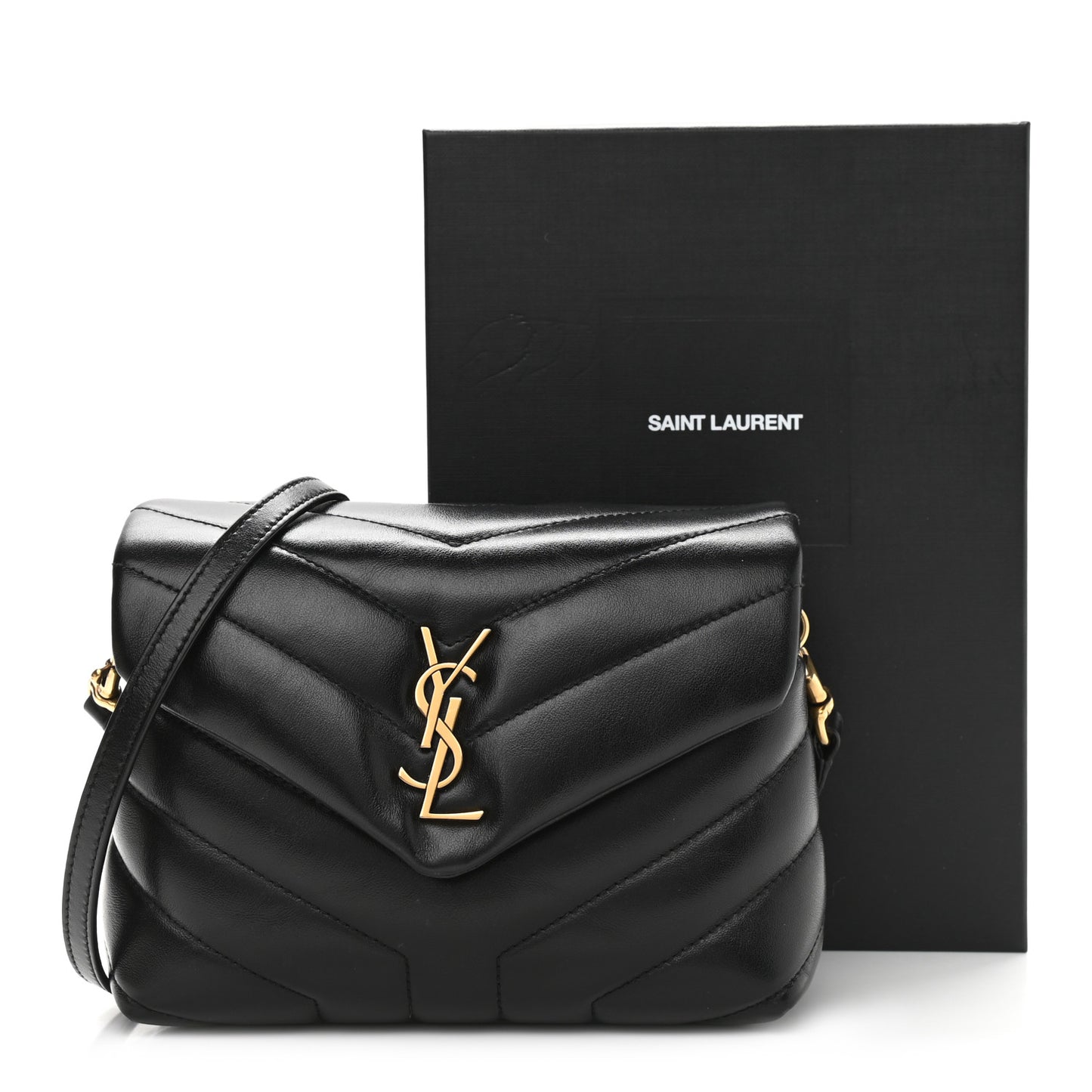 Calfskin Y Quilted Monogram Toy Loulou Crossbody Bag Black