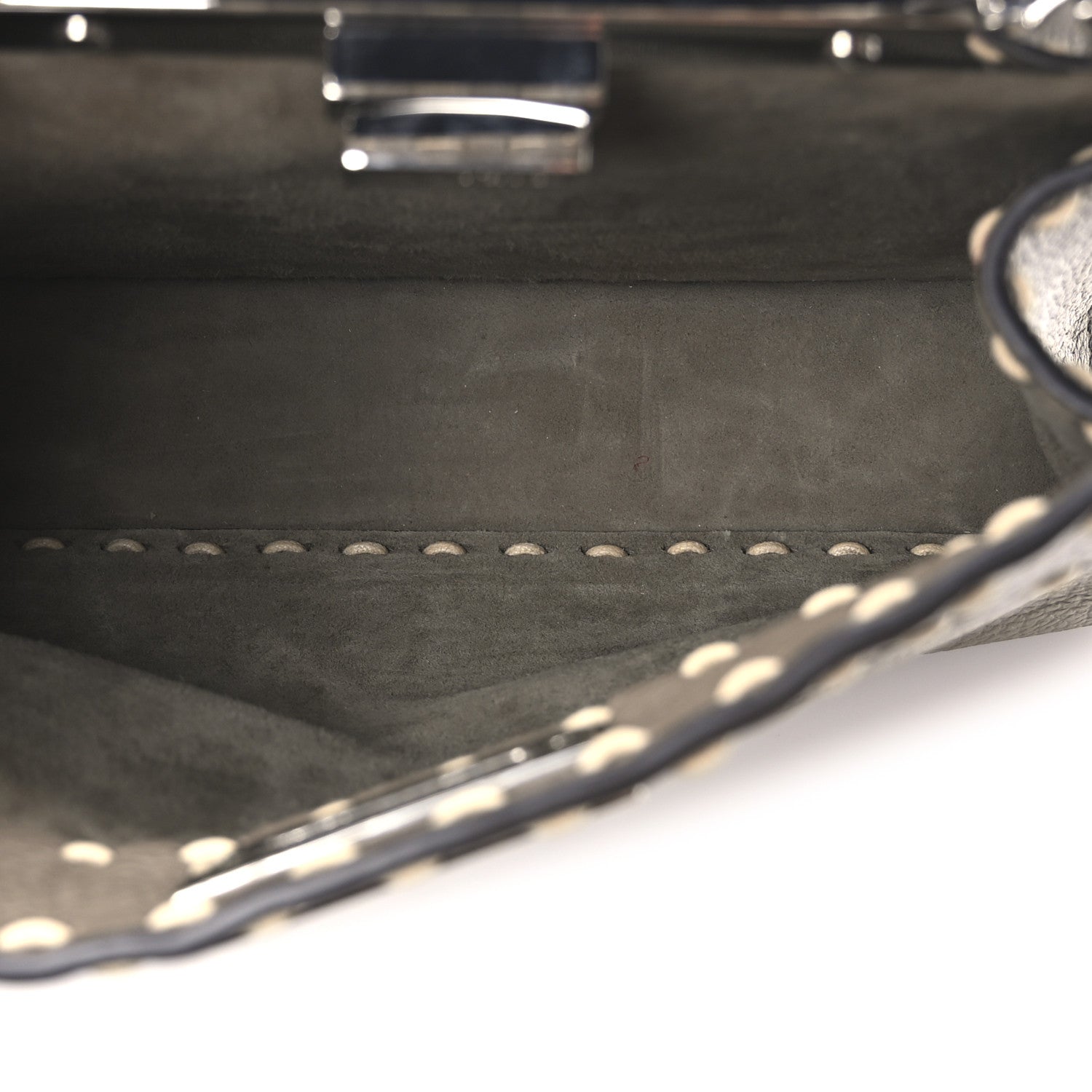 Fendi Vitello Granato Camoscio Selleria Macro Stitchings Small Peekaboo I SEE U Satchel Tartufo 5 of 9