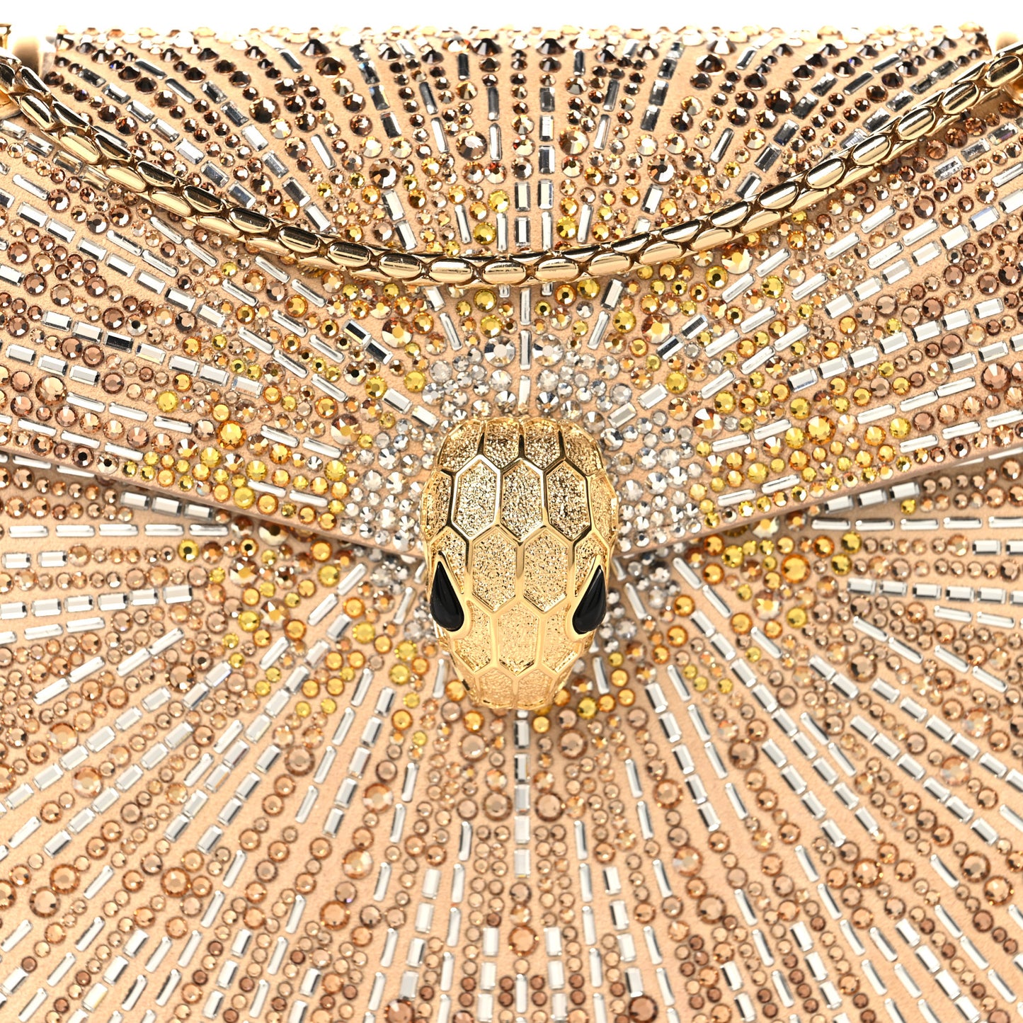 Suede Crystal Embellished Serpenti Forever Small Day-to-Night Crossbody Bag Gold Multicolor