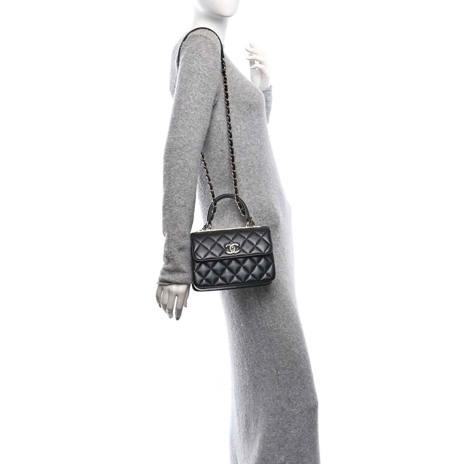 Chanel Lambskin Quilted Mini Trendy CC Dual Handle Flap Bag Black 2 of 11