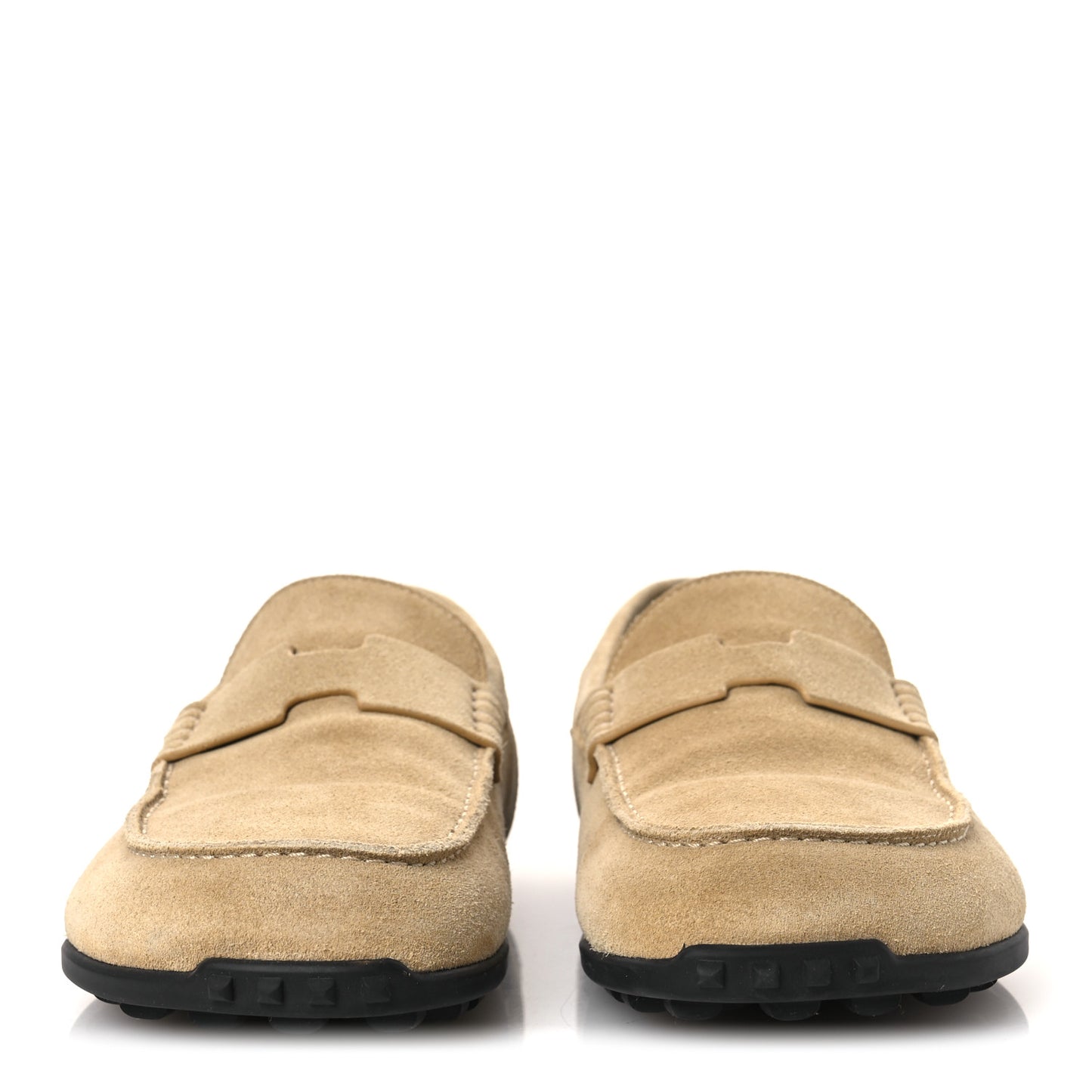 Suede Calfskin Womens Lazy Loafers 39 Beige Sable