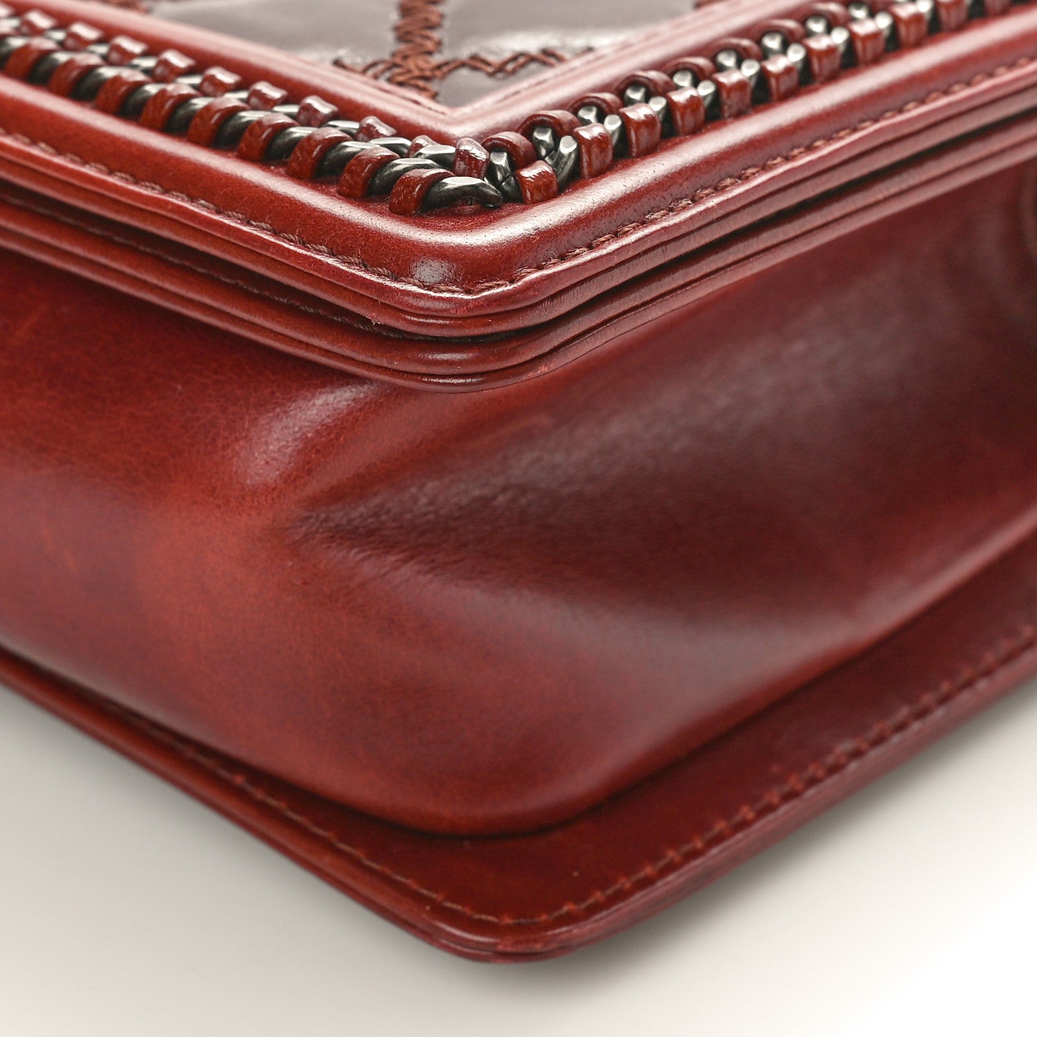 Chanel Goatskin Quilted Medium Boy Handle Flap Burgundy 10 of 10