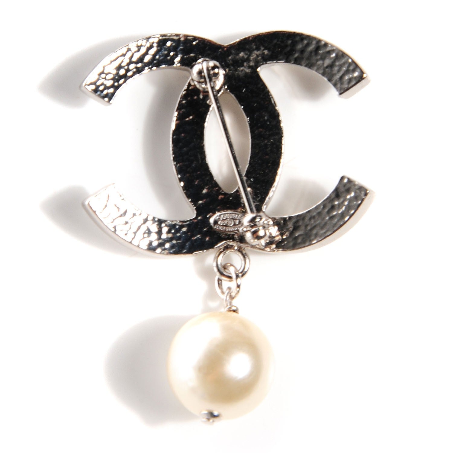Chanel Pearl CC Drop Brooch Silver 3 of 4