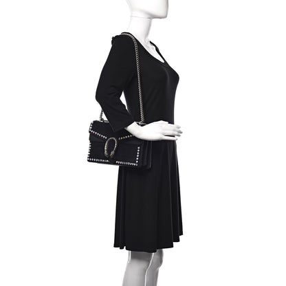 Gucci Suede Crystal Small Dionysus Shoulder Bag Black 2 of 14